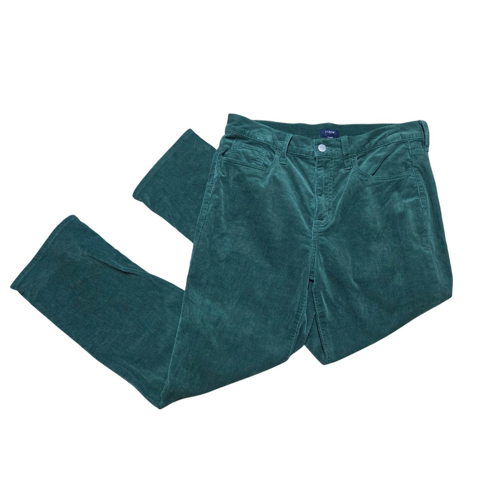 J.Crew Forest Green Corduroy Essential Straight Pant Size 29P Retro Academia